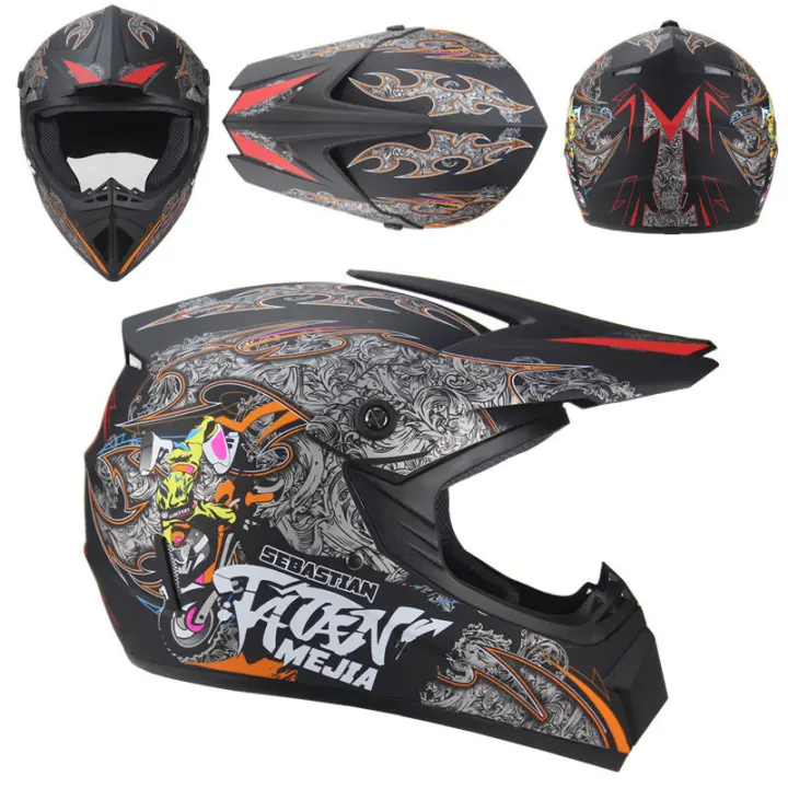Casco Bicicleta Adulto Montaña,Casco De Descenso para Jóvenes Adultos Regalos Gafas Máscara Guantes BMX MTB ATV Bicicleta Carrera Integral Integral Casco - 1