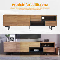 Tablero Bajo, TV, almacenamiento múltiple, tablero aglomerado de color Madera, Unidad de almacenamiento Abierta con compartimientos trapezoidales, Tita capacidad para televisores de hasta 70 pulgadas, dimensiones 173x38x48 cm - details 2