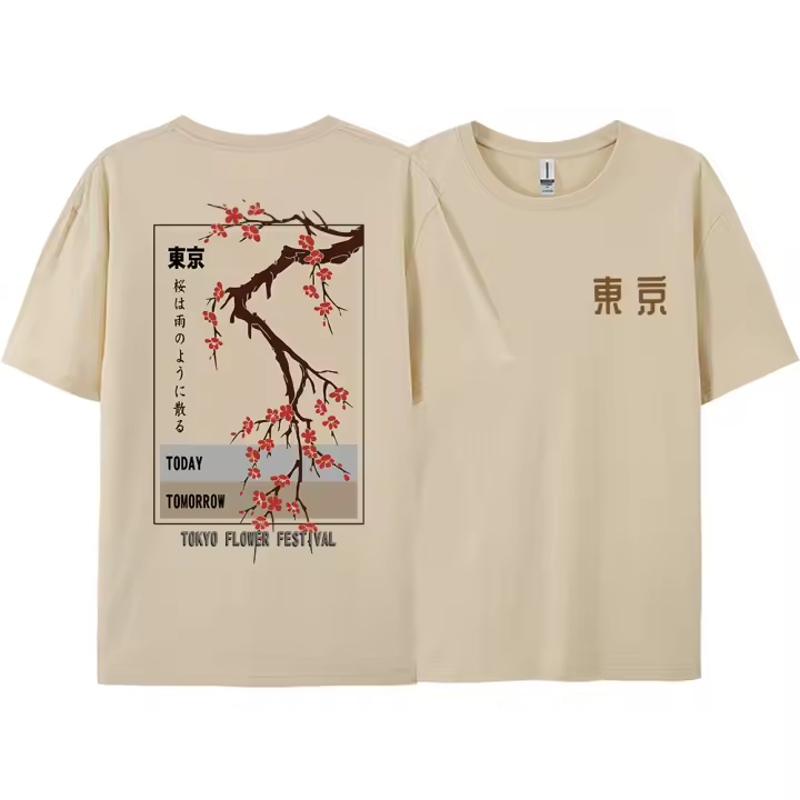 Camiseta Hombre Mujer Today Tomorrow Tokyo Flower Festival Moda O-Neck Verano Algodón Suave Tops Holgado Calle Hip Hop - 1
