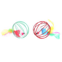 Juguete Para Gatos Con Cola De Pluma Y Rata Pintada De 6cm Juguete De Caja Para Gatos Colorido Y Hecho De Alambre Y Pluma Suministros Para Mascotas - details 4