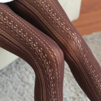 Medias De Algodón Tejidas Transpirables Exquisitas Para Otoño E Invierno Con Cintura Alta Y Rayas Medias De Mujer Elásticas - details 11