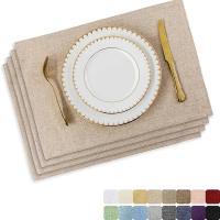 4 Pcs Matrícula Lavable Resistente Al Calor De Lino Sintético Para Mesas De Comedor Y Cocina Estilo Moderno Decoración De Mesa - details 4