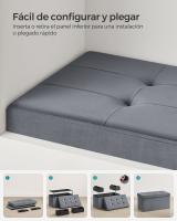Banco de almacenaje plegable de terciopelo, taburete reposapiés con 2 cajas, 38x76x38 cm, soporta hasta 300 kg, ideal para entrada, sala de estar y dormitorio, disponible en gris paloma, gris pizarra y rosa caramelo - details 9