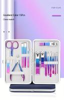 Juego De Uñas Gradient Azul-Rosa 7-15 Piezas Cortauñas De Alta Calidad Kit De Manicura Y Pedicura Con Herramientas De Acero Inoxidable En Estuche - details 0