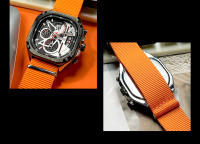 Reloj De Cuarzo Para Hombre MEGIR Negro Resistente Al Agua Con Cronógrafo Y Manos Luminosas Correa De Acero Inoxidable Dial Cuadrado - details 20