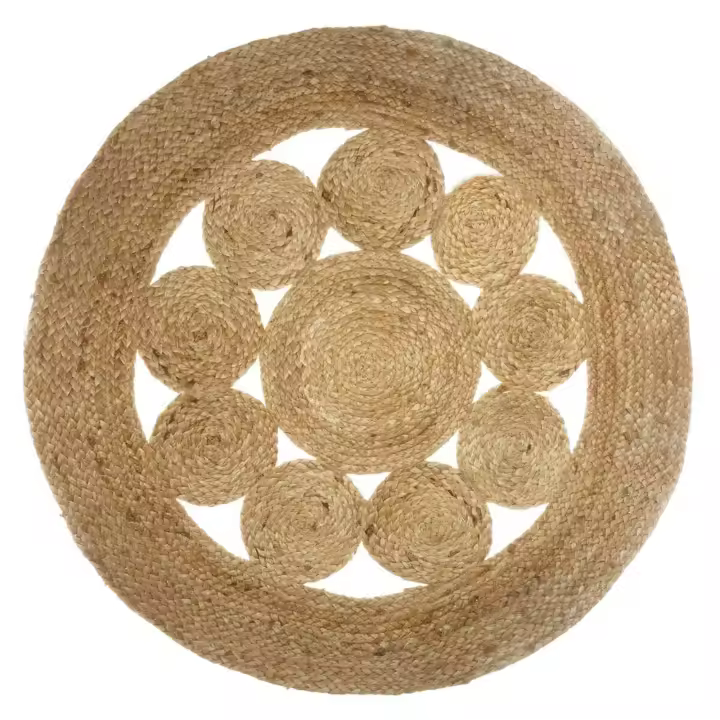 Scalpers Home Alfombra de yute calada D.80x0,5 cm - Elegante tapete para el hogar - 1