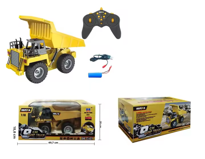 Camión Descargable Huina 1540 RC 1:18 6 Canales 2.4G Aleación Control Remoto 4WD Vehículo De Construcción Juguete Para Niño - 1