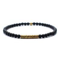 Pulsera De Hombre Nueva 4mm Color Oro Antiguo Con Piedra De Hematita Y Madera Natural Pulsera De Meditación Con Cuentas Geométricas - details 7