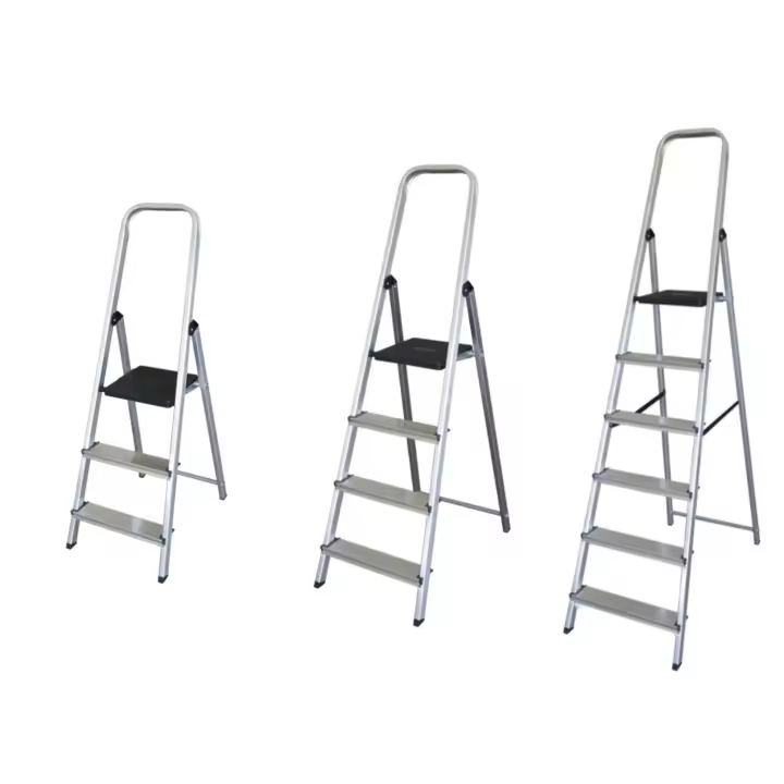 Escalera de aluminio tijera pleagble 3,4,6 peldaños multiuso portatil antideslizante muy resistente 150KG hecho en Europa calidad de confianza - 1