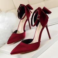 Sandalias Elegantes De Satén Para Mujer Verano Con Nudo De Mariposa Bajo Tacón 8cm 10cm Bota Larga De Boda Rojo Tinto Zapatos Bigtree - details 49