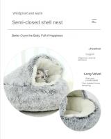 Cama De Peluche Para Gatos Invierno Almohadilla Redonda Para Mascotas 2 En 1 Cesto De Descanso Saco De Sueño Para Gatos Y Perros Pequeños Casa De Gato - details 1