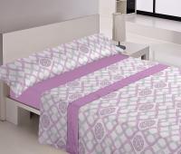 Mercatienda.es Sábanas cama verano-Suaves y Económicas de Microfibra Anti-perli - Pionias Malva. - details 0