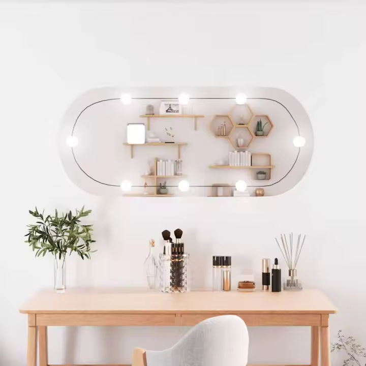 Espejo de pared ovalado con luces LED vidrio 25x60 cm - 1