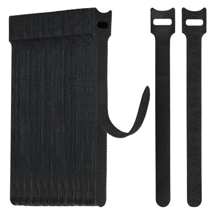 70 unids cable reutilizable 15cm de largo, negro ajustable gancho y bucle Alambres ordenado Correas para la gestión del cable, Organizador - 1