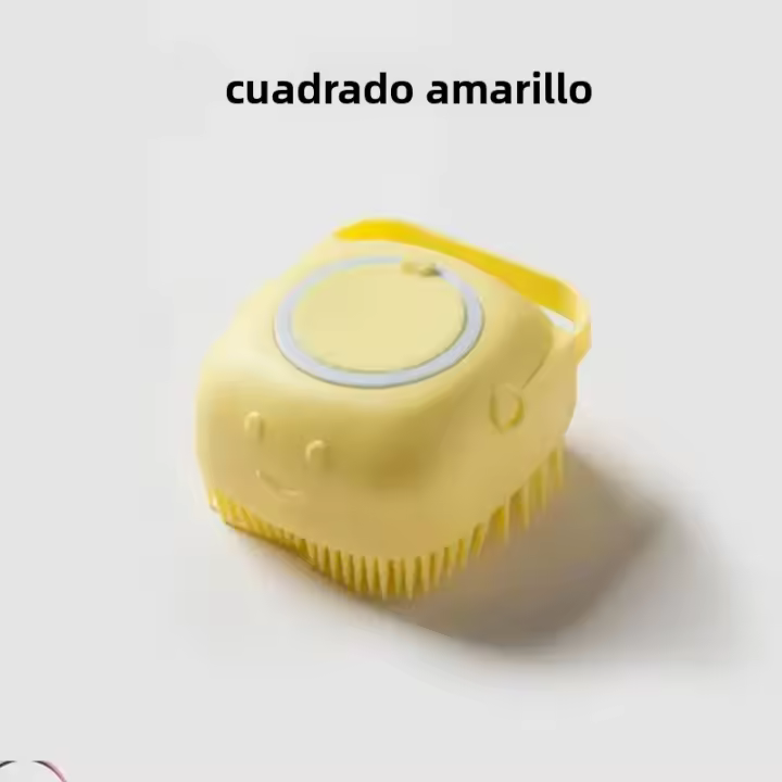 Cepillo De Baño Para Perros Y Gatos De Silicona Suave Masajeador De Peluca Dispensador De Ducha De Peluquería Para Mascotas En Colores Amarillo Rosa Y Azul - 1