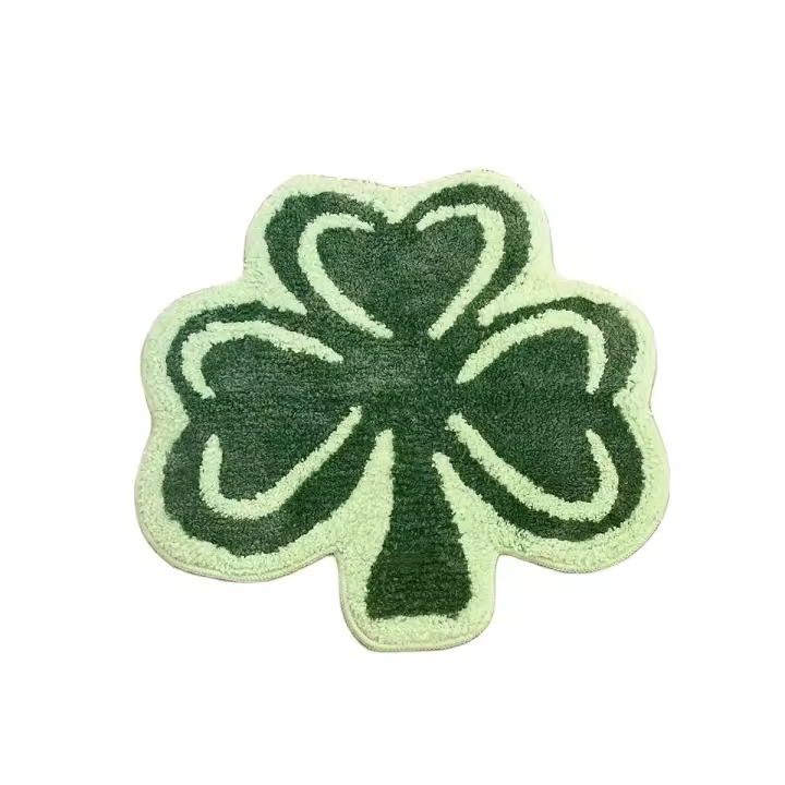 Alfombra Tufted De Hoja De Clove Verde 100% Acrílico Alfombrilla Antideslizante Absorbente Para Puerta Alfombra Geométrica Para Sala De Estar Area - 1