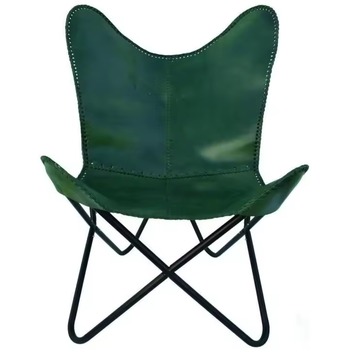 Hecho a mano vintage real cuero verde hogar y oficina relajante cómodo sillón - 1