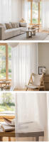 Cortina Blanca Semi Transparente De 240cm Estilo Rayado Para Tratamiento De Ventanas De Dormitorio Y Sala De Estar Cortinas Rústicas Con Bolso De Palas - details 0
