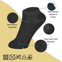 Geshop 6 Pares Calcetines Tobilleros Algodón Transpirables  Calcetines Algodón Hombre Mujer  Caña Rematada  Color Negro, Blanco. - details 1