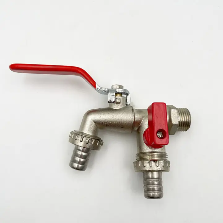 Grifo De Jardín De Latón Con Doble Cabeza 1 Entrada 2 Salidas Conector De Agua Para Balcones Y Jardines Material Metálico Estándar BS - 1