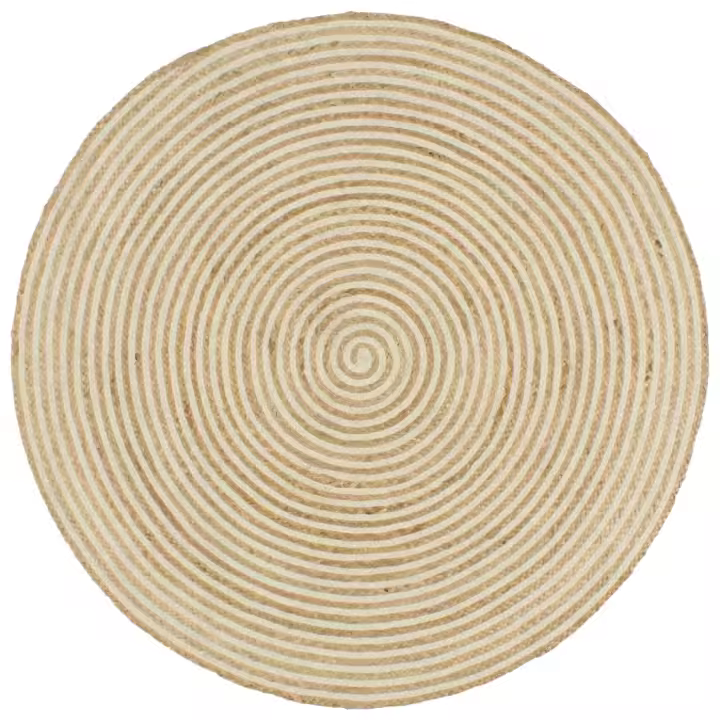 vidaXL Alfombra de yute tejida a mano diseño espiral blanco 90 cm - 1