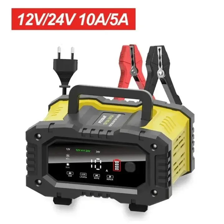 Cargador Inteligente De Batería Para Coche Y Motocicleta FOXSUR 20A/10A 12V/24V Compatible Con Lithium AGM GEL Lead-Acid LiFePO4 Material ABS Peso 1kg - 1