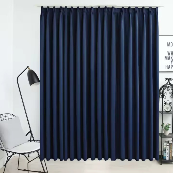 vidaXL Cortina opaca con ganchos azul 290x245 cm - 1