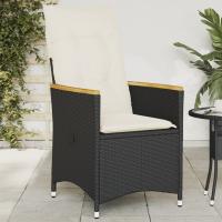 vidaXL Sillón reclinable de jardín con cojines ratán sintético en color Gris/Negro y crema | acolchados duraderos para sofás de jardín terraza exterior - details 1