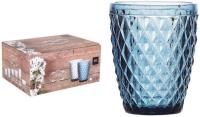 ARISE SHOP-Juego de 6 Vasos SIDARI 270ml,Azúl,Rosa y Transparente,Vasos de Vidrio para bebidas,vino,para el hogar,bar - details 1