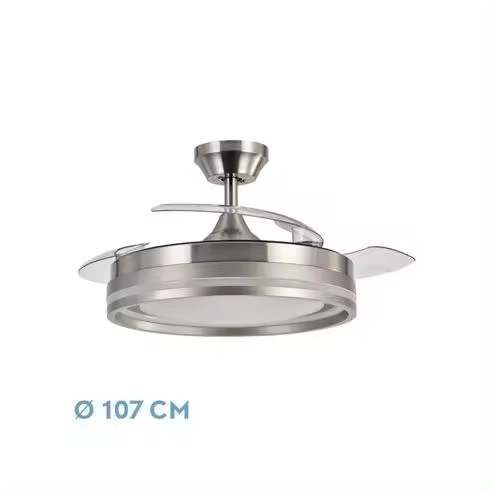 FABRILAMP Ventilador DC Cerrato Níquel 72W 3 Aspas Desplegables - Elegante y Eficiente - 1