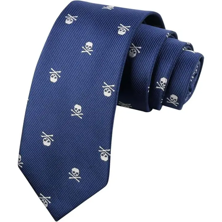 Conjunto de Pajarita, Corbata y Pañuelo de Bolsillo, con Patrón de Cráneo - 1