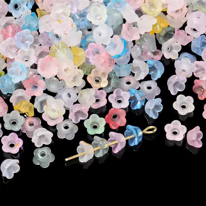 50Pcs/lot Gradiente De Flores Abalorios De Acrílico Para DIY Encantos Pulseras Joyería Hechas Capas Accesorios Enlaces - 1