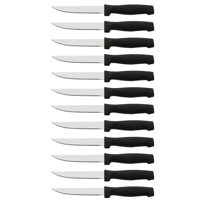 CUPERINOX Cuchillos Carne  Cuchillos Mesa  Cuchillos Chuleteros  12 Piezas  Hoja Serrada  Mango Polipropileno  Acero Inoxidable  11 cm  Apto Lavavajillas - 1