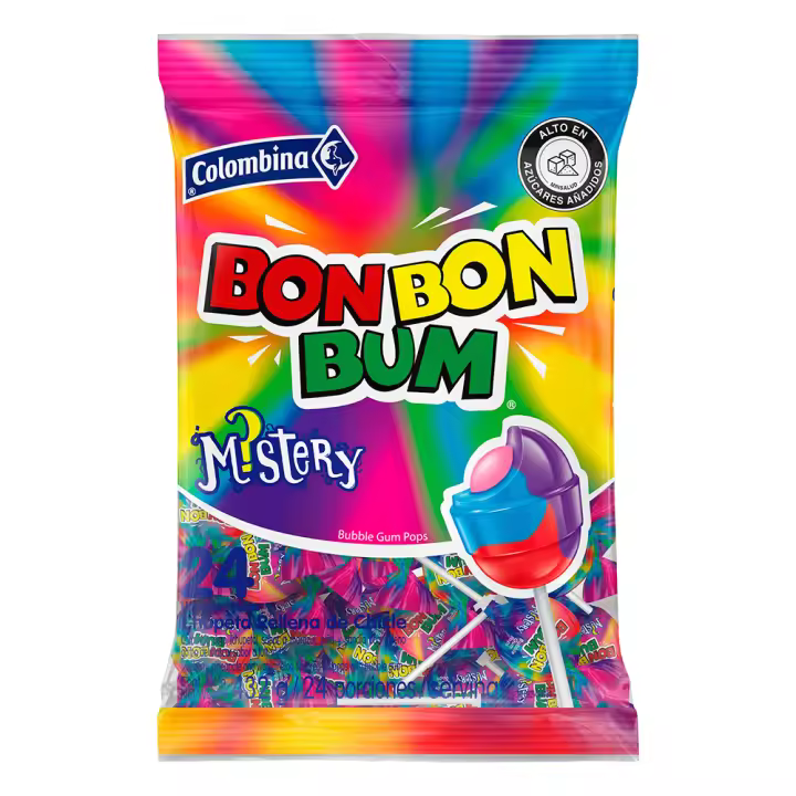 CHUPA CHUPS BON BON BUM MISTERY SANDIA PIÑA Y MORA BOLSA 24 UNDS FIESTA COLOMBINA - 1