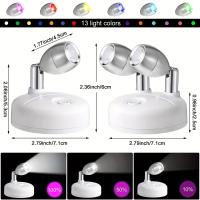 1/2pcs Luz De Noche LED Inalámbrica RGB Rotativa Para Iluminación De Resaltos Pared Y Armario Con Pilas Incluidas Luz De Ambiente Para Interior - details 8