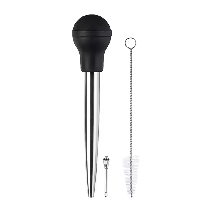 1Pc Herramienta De Barbacoa De Acero Inoxidable Con Pimienta De Aves De Azúcar Tubo De Succión De Aceite De Silicona Para Pato Asado - 1