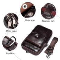 Bolsa De Cintura Para Teléfono WESTAL De Cuero Genuino Pequeña Bolsa De Pecho Deportiva Negra Para Hombres Estilo Casual - details 4