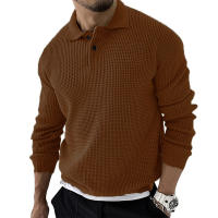 Camisa De Lana Tejida Para Hombre Otoño Invierno Estilo Casual Color Sólido Alta Elasticidad Transpirable Cuello En V Manga Larga Tops - details 6