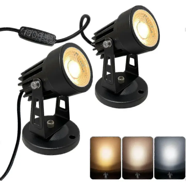 2 unids led spot luces de interior compatible plantas, 3 color acento Iluminación dimmable uplights Spotlight lámpara con interruptor dimmer - 1