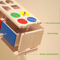 Caja De Monedas De Madera Montessori Para Niños Juguete Sensorial De Doble Cajón De Formas Y Colores Regalo Para Bebés Educativo Y Divertido - details 9