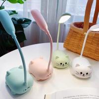 Lámpara LED de escritorio para niños, Bonita lámpara de Gato recargable por USB, Luz de Mesa LED portátil, Cuello de Osne flexible, para el cuidado de Los Ojos, caricaturas, pequeña lámpara - details 2