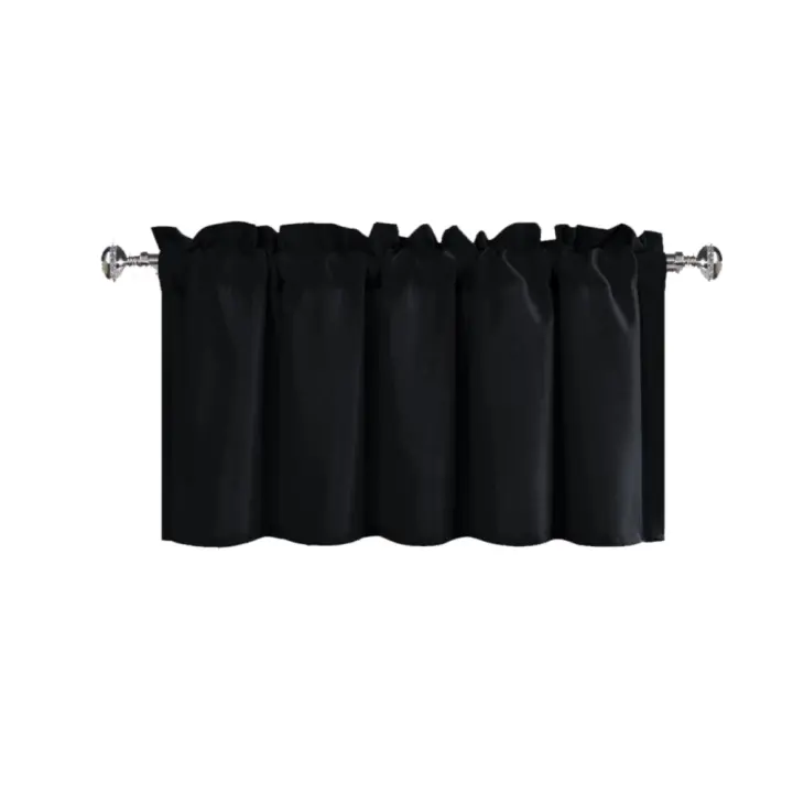 Cortina De Cocina Moderna Negra 1 Pieza Cortina De Ventana Negro Blackout Gruesa Valance De Armario Sólido Para Rodillo - 1