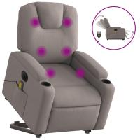 vidaXL Sillón de masaje eléctrico reclinable elevable tela Gris claro, Gris oscuro, Negro Sillon Dormitorio Sillon Comodos Silla Relax Sillón Sofá - details 1