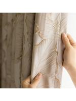 Cortina De Lujo Para Sala De Estar Y Dormitorio Con Patrón De Hojas Encajadas Y Bloqueo De Luz En Beige 100% Poliéster Para Villa - details 1