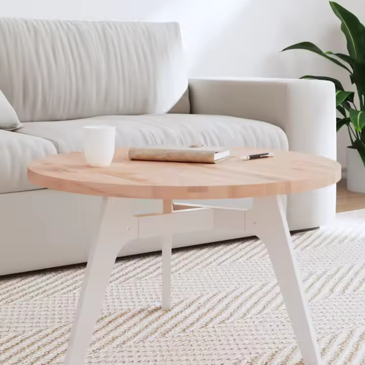 vidaXL Tablero redondo de madera maciza de haya Ø70x2,5 cm - 1