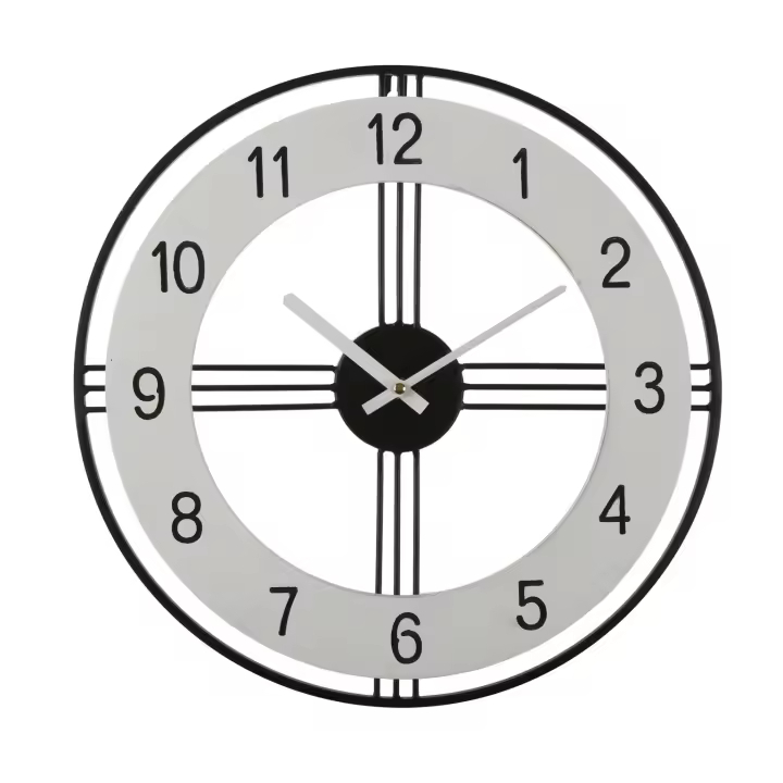 Versa Hazard Reloj de Pared Decorativo para la Cocina, el Salón, el Comedor o la Habitación, , Medidas (Al x L x An) 40 x 4 x 40 cm, Metal, Color Blanco y negro - 1