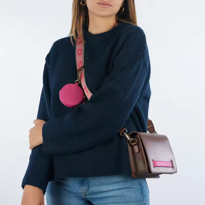 Bolso Bandolera Marrón con Detalles Rosa - Jaren | Gioseppo - 1