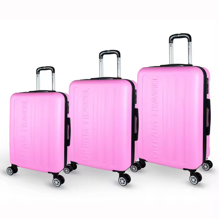 DreamTravel Juego de 3 Maletas con Letras Brillantes (20"+24"+28") - Set de Equipaje Rígido en 7 Colores Vivos (Verde/Negro/Gris/Celeste/Verde Militar/Oro Rosa/Rosa) | Maletas con Ruedas 360° Silenciosas, Cerradura TSA, Ligero para Viajes/Vacaciones - 1