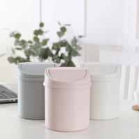Mini Papelera De Escritorio Pequeña Cubeta De Basura Con Tapa Para Dormitorio Almacenamiento De Espacio Limpia Casa Y Oficina - details 0