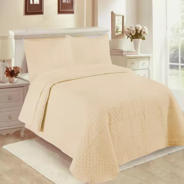 Vivid Torral - Colcha Bouti Verano Monaco Beige Reversible + Fundas De Cojines* Poliéster, Fresquita, Transpirable, Diseño, Primavera, Verano - 1